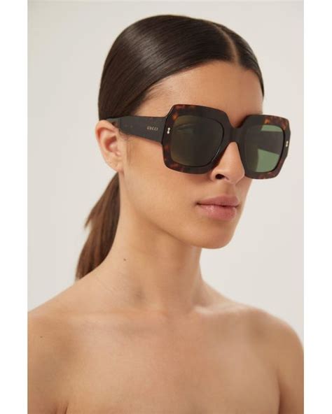 gucci havana green glasses|Gucci brown havana oversized sunglasses.